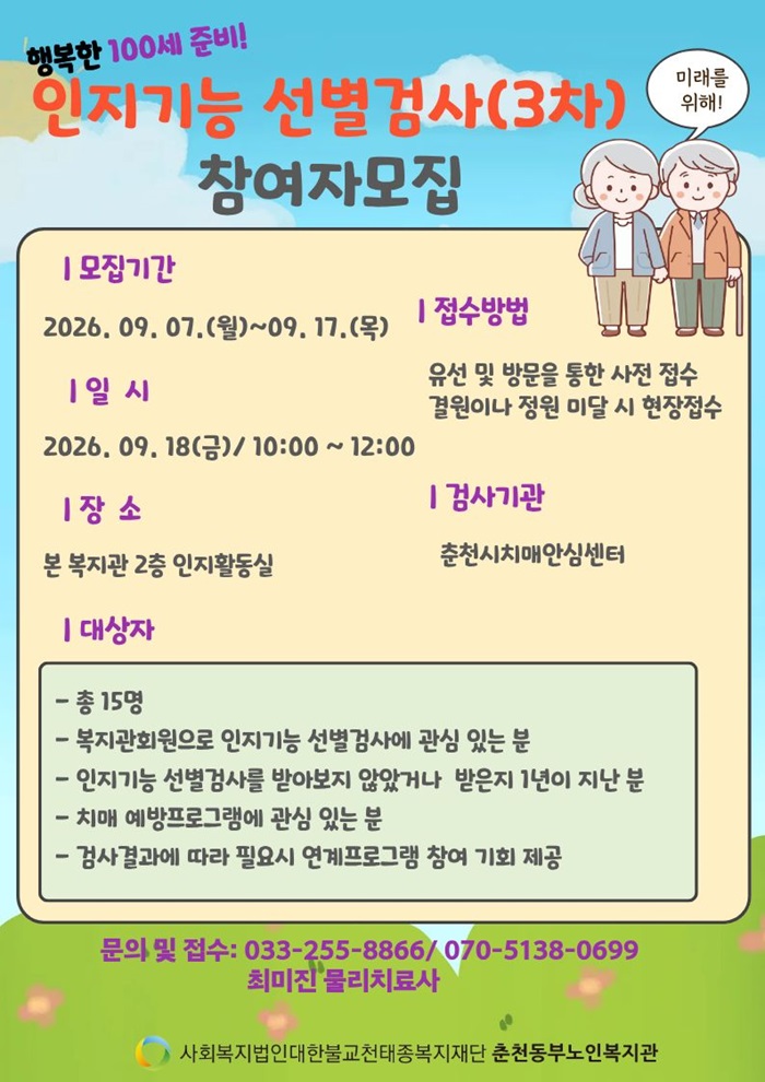 복지관 회원 대상 인지기능 선별검사 3차
